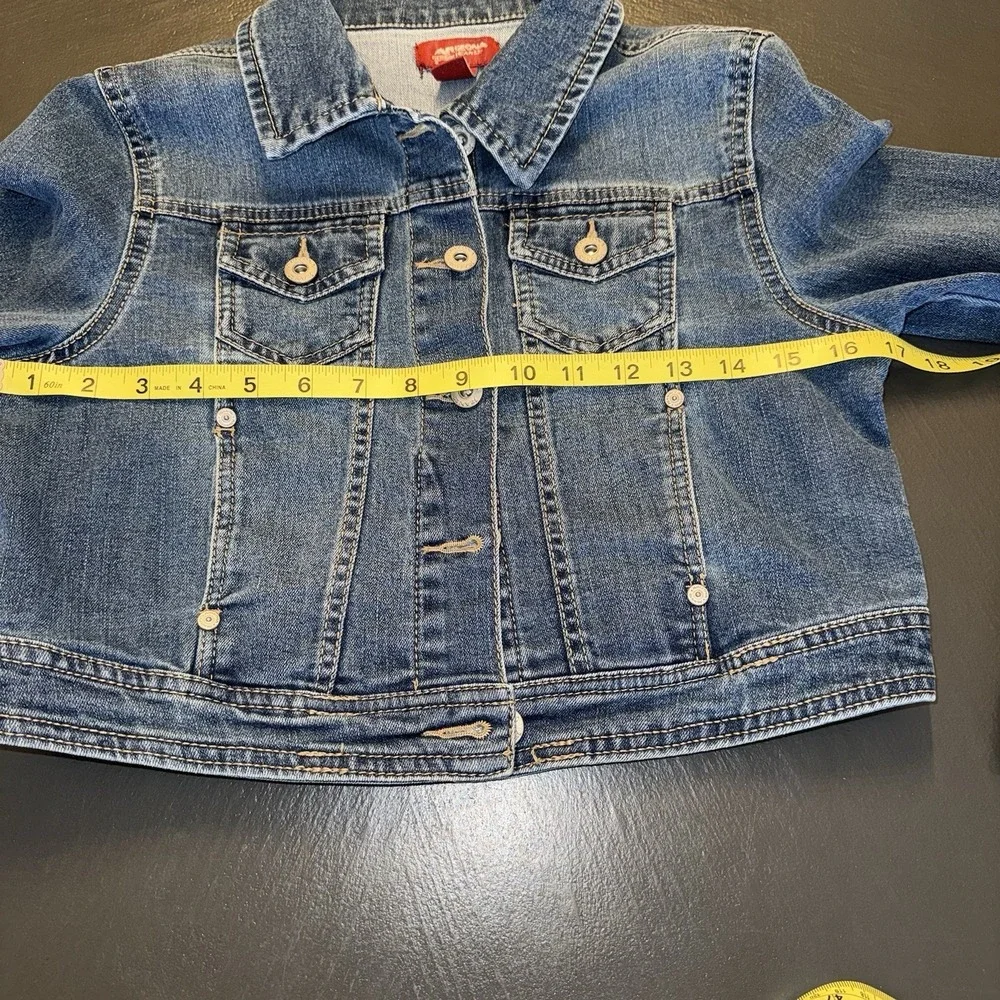 Cute Arizona Jean Co Denim Jacket Girls Size XL (14/16) Blue Button Up Cropped‎